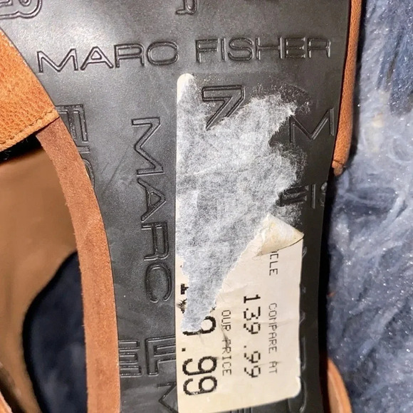 MARC FISHER Tan Leather Strappy sandals heels  Sz 9.5 - Picture 6 of 16